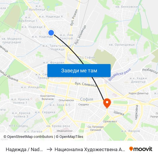 Надежда / Nadezhda to Национална Художествена Академия map