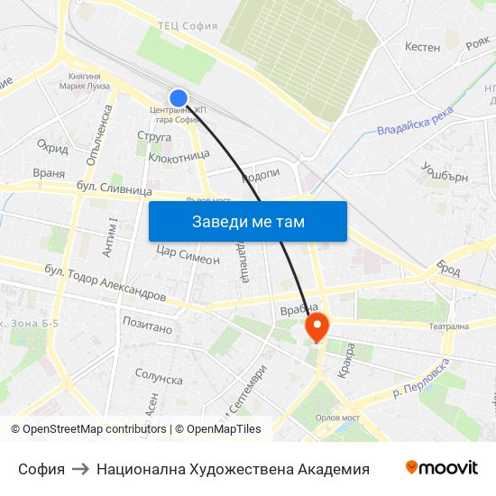София to Национална Художествена Академия map