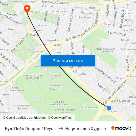 Бул. Пейо Яворов / Peyo Yavorov Blvd. (0073) to Национална Художествена Академия map