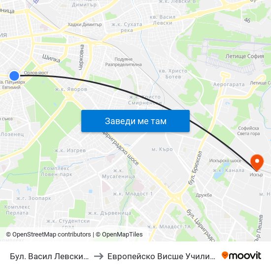 Бул. Васил Левски / Vasil Levski Blvd. (0299) to Европейско Висше Училище По Икономика И Мениджмънт map