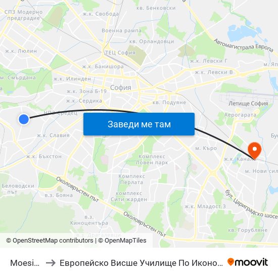 Moesia/Nbu to Европейско Висше Училище По Икономика И Мениджмънт map