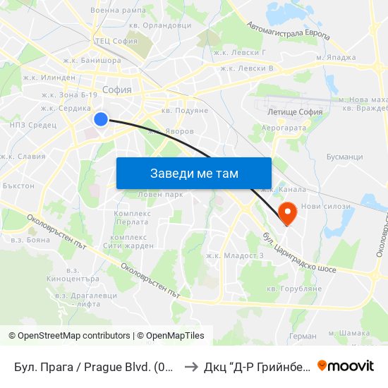 Бул. Прага / Prague Blvd. (0365) to Дкц “Д-Р Грийнберг” map