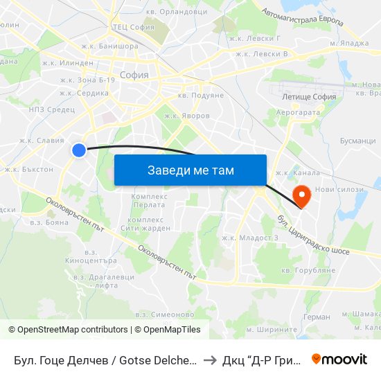 Бул. Гоце Делчев / Gotse Delchev Blvd. (0314) to Дкц “Д-Р Грийнберг” map