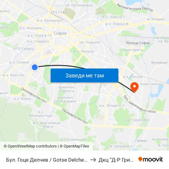 Бул. Гоце Делчев / Gotse Delchev Blvd. (0308) to Дкц “Д-Р Грийнберг” map