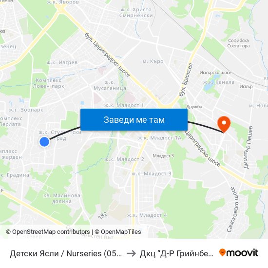 Детски Ясли / Nurseries (0534) to Дкц “Д-Р Грийнберг” map