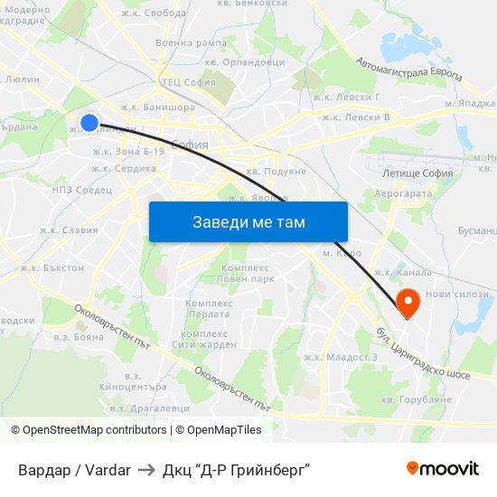 Вардар / Vardar to Дкц “Д-Р Грийнберг” map