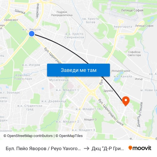 Бул. Пейо Яворов / Peyo Yavorov Blvd. (0073) to Дкц “Д-Р Грийнберг” map