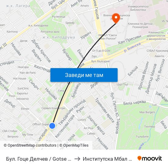Бул. Гоце Делчев / Gotse Delchev Blvd. (0314) to Институтска Мбал Св. Иван Рилски map