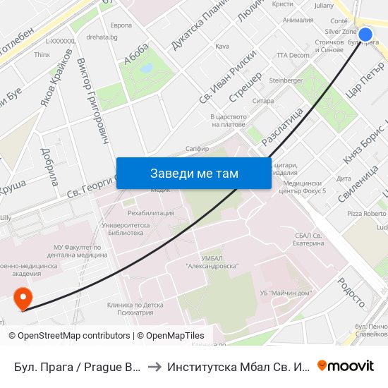 Бул. Прага / Prague Blvd. (0363) to Институтска Мбал Св. Иван Рилски map