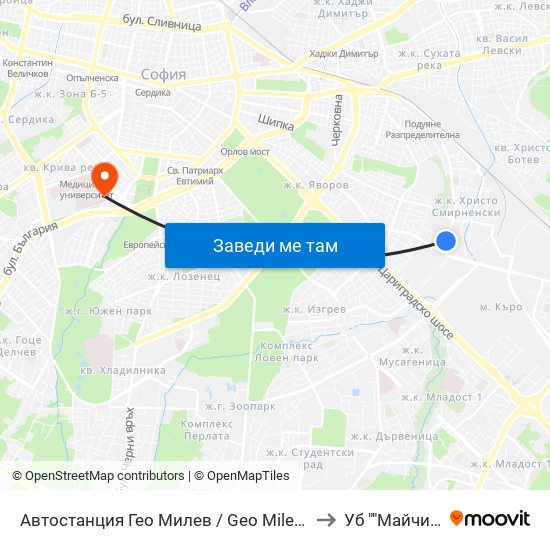 Автостанция Гео Милев / Geo Milev Bus Station (0052) to Уб ""Майчин Дом"" map
