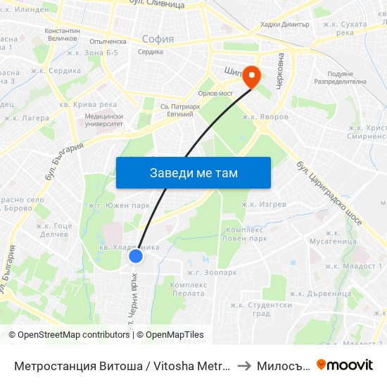 Метростанция Витоша / Vitosha Metro Station (2654) to Милосърдие map