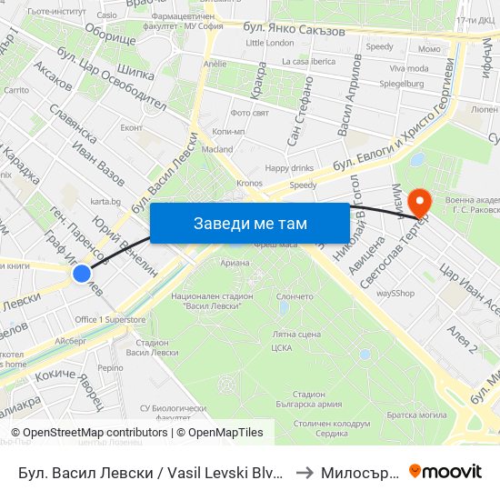 Бул. Васил Левски / Vasil Levski Blvd. (0300) to Милосърдие map