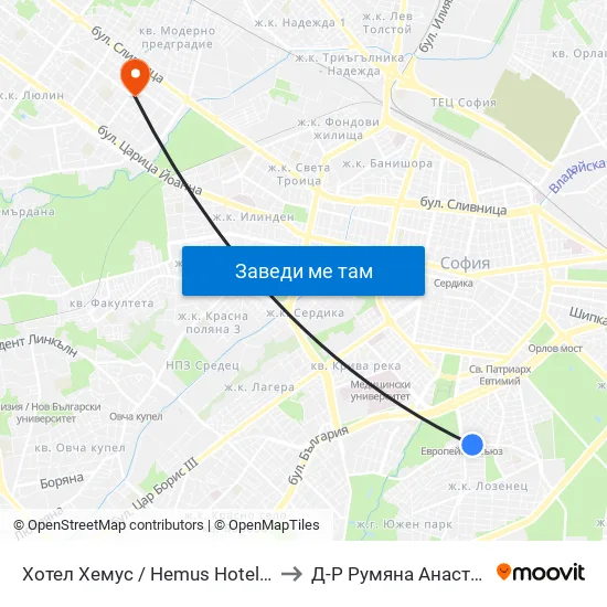 Ⓜ️ Хотел Хемус / Hemus Hotel (2329) to Д-Р Румяна Анастасова map