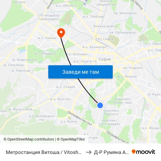 Метростанция Витоша / Vitosha Metro Station (2654) to Д-Р Румяна Анастасова map