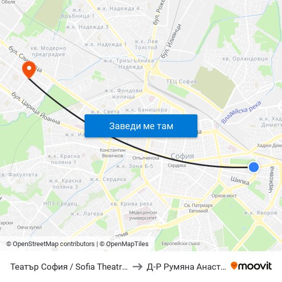 Театър София / Sofia Theatre (1727) to Д-Р Румяна Анастасова map