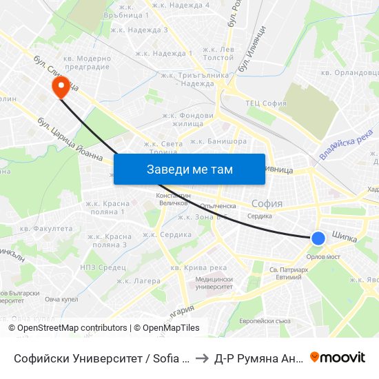 Софийски Университет / Sofia University (1700) to Д-Р Румяна Анастасова map