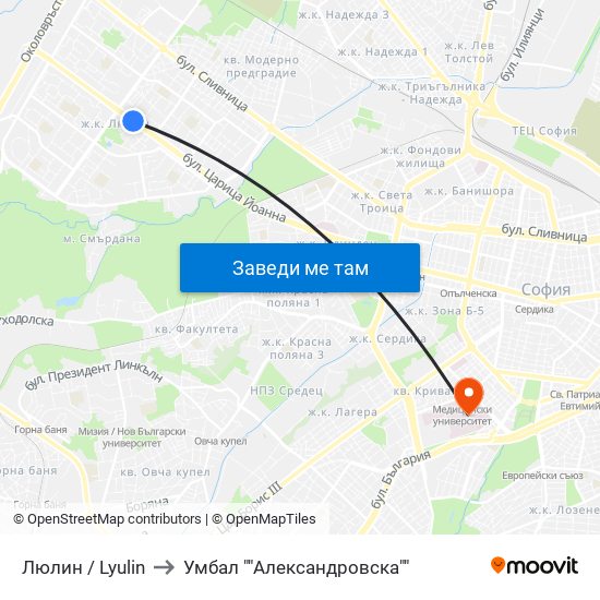 Люлин / Lyulin to Умбал ""Александровска"" map