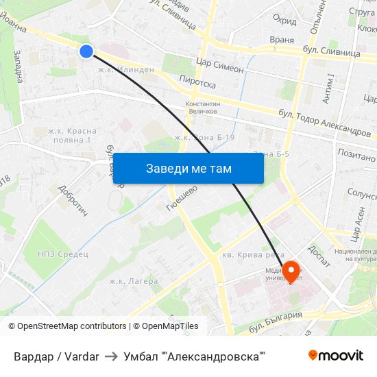Вардар / Vardar to Умбал ""Александровска"" map