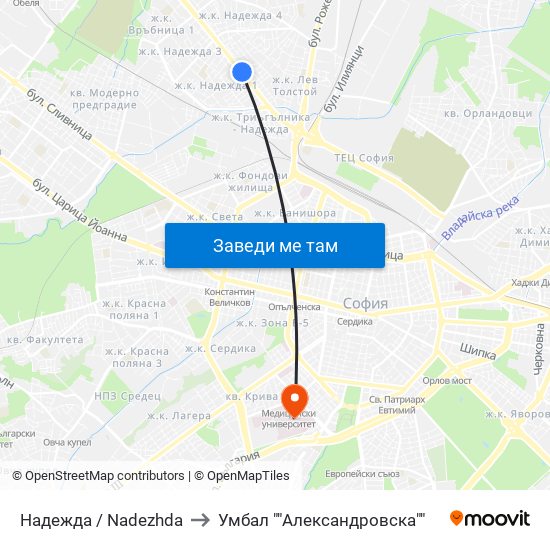 Надежда / Nadezhda to Умбал ""Александровска"" map