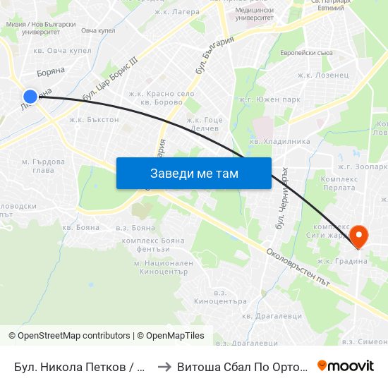 Бул. Никола Петков / Nikola Petkov Blvd. (0347) to Витоша Сбал По Ортопедия И Травматология map