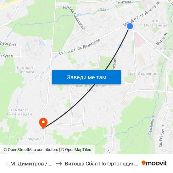 Г.М. Димитров / G.M.Dimitrov to Витоша Сбал По Ортопедия И Травматология map