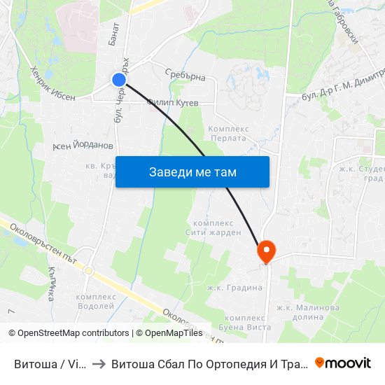 Витоша / Vitosha to Витоша Сбал По Ортопедия И Травматология map