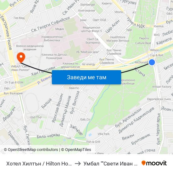 Хотел Хилтън / Hilton Hotel (0397) to Умбал ""Свети Иван Рилски"" map