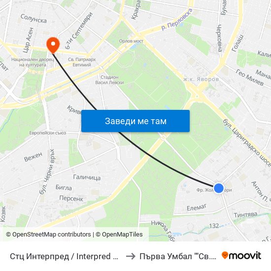 Стц Интерпред / Interpred World Trade Centre (1109) to Първа Умбал ""Св. Йоан Кръстител"" map