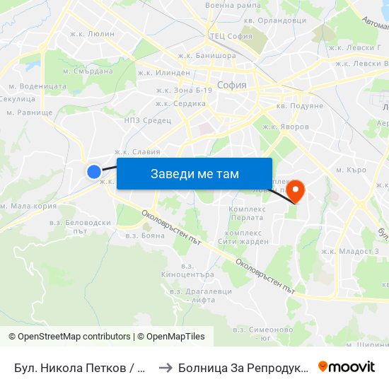 Бул. Никола Петков / Nikola Petkov Blvd. (0350) to Болница За Репродуктивна Медицина София map