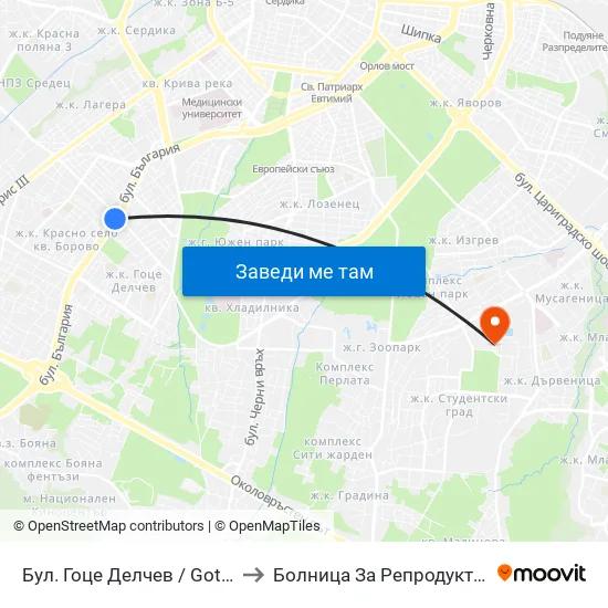 Бул. Гоце Делчев / Gotse Delchev Blvd. (0308) to Болница За Репродуктивна Медицина София map
