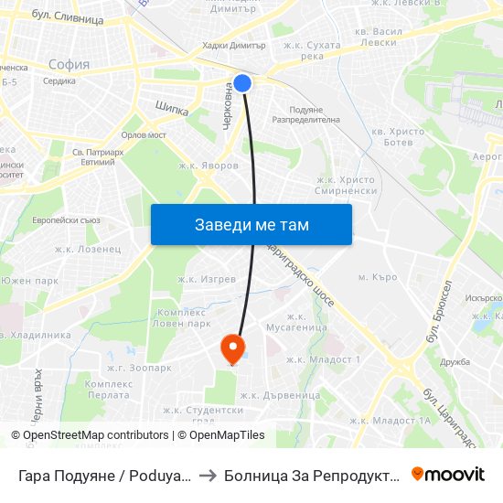 Гара Подуяне / Poduyane Train Station (0468) to Болница За Репродуктивна Медицина София map