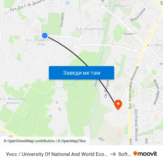 🎓 Унсс / University Of National And World Economy (1692) to Softuni map