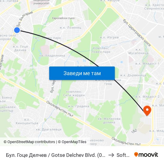 Бул. Гоце Делчев / Gotse Delchev Blvd. (0314) to Softuni map