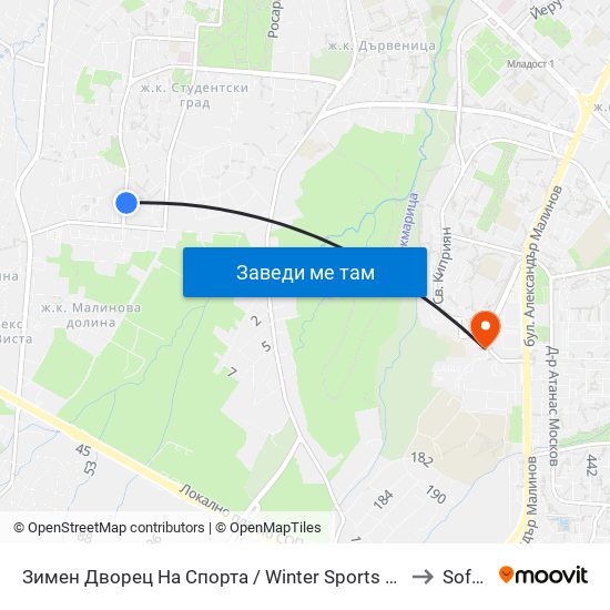 Зимен Дворец На Спорта / Winter Sports Palace (0742) to Softuni map