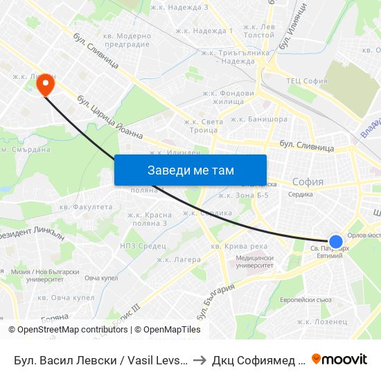 Бул. Васил Левски / Vasil Levski Blvd. (0300) to Дкц Софиямед - Люлин map