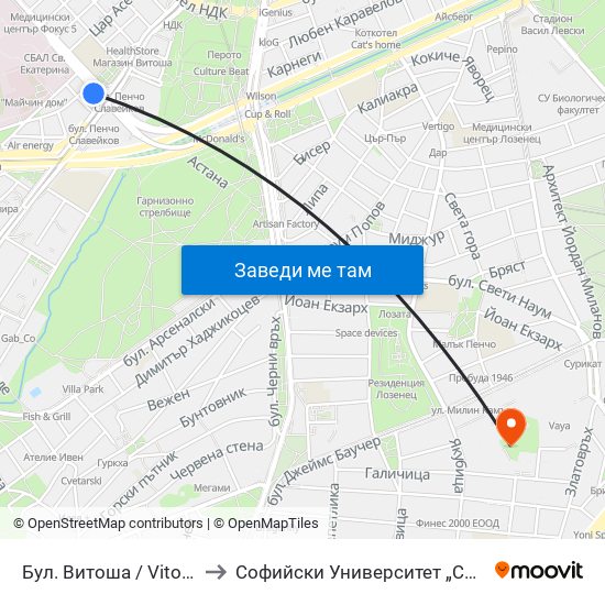 Бул. Витоша / Vitosha Blvd. (0302) to Софийски Университет „Св. Климент Охридски“ map