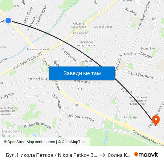 Бул. Никола Петков / Nikola Petkov Blvd. (0350) to Солна Къща map
