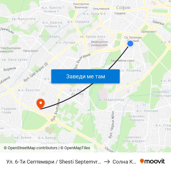 Ул. 6-Ти Септември / Shesti Septemvri St. (1807) to Солна Къща map