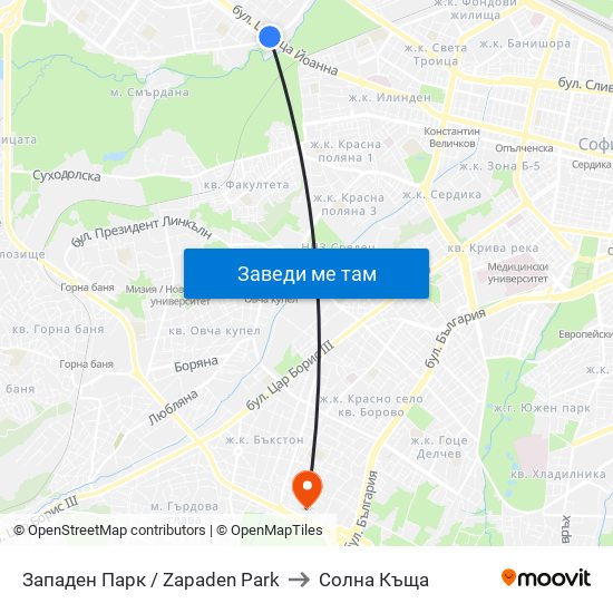 Западен Парк / Zapaden Park to Солна Къща map