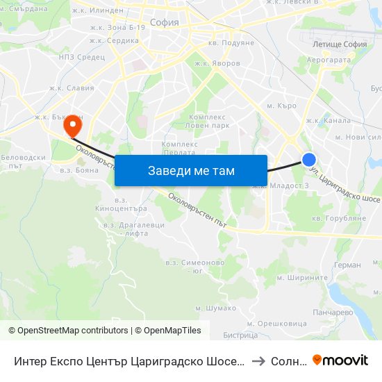 Интер Експо Център Цариградско Шосе / Inter Expo Center – Tsarigradsko Shose to Солна Къща map