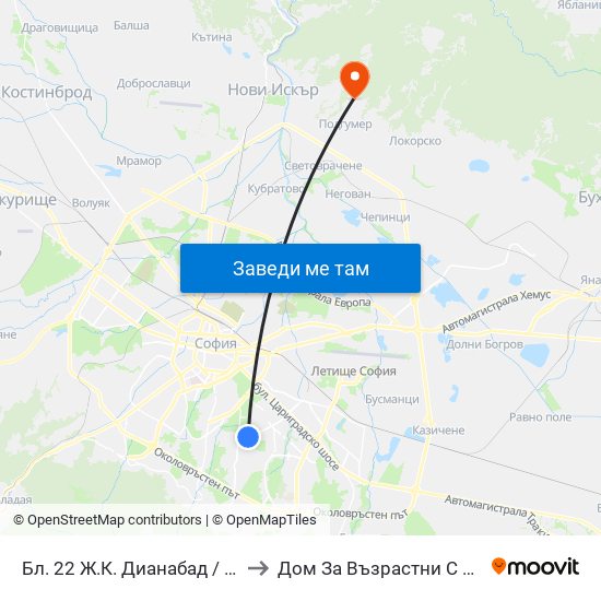 Бл. 22 Ж.К. Дианабад / Bl. 22, Dianabad Qr. (0124) to Дом За Възрастни С Умствена Изостаналост map