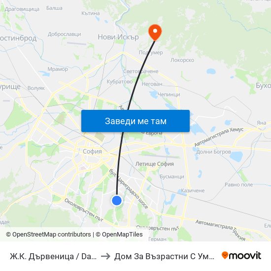Ж.К. Дървеница / Darvenitsa Qr. (0801) to Дом За Възрастни С Умствена Изостаналост map