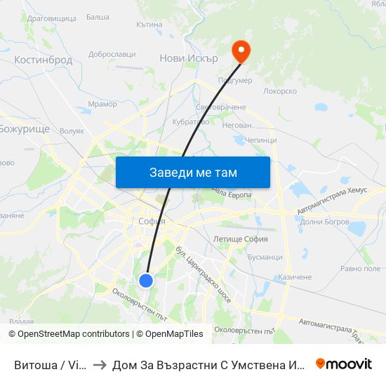 Витоша / Vitosha to Дом За Възрастни С Умствена Изостаналост map