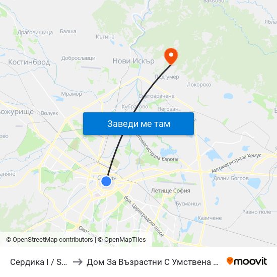 Сердика I / Serdika I to Дом За Възрастни С Умствена Изостаналост map