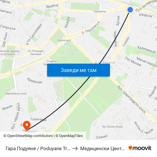 Гара Подуяне / Poduyane Train Station (0466) to Медицински Центер Иновамед map