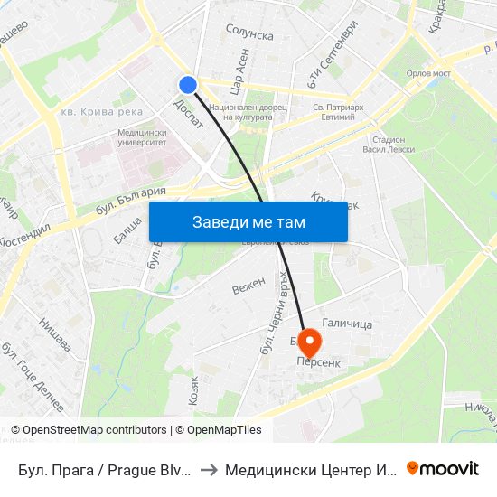 Бул. Прага / Prague Blvd. (0366) to Медицински Центер Иновамед map