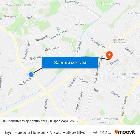 Бул. Никола Петков / Nikola Petkov Blvd. (0347) to 142 ОУ map