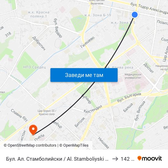 Бул. Ал. Стамболийски / Al. Stamboliyski Blvd. (0283) to 142 ОУ map