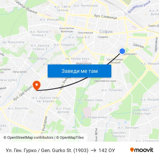 Ул. Ген. Гурко / Gen. Gurko St. (1903) to 142 ОУ map