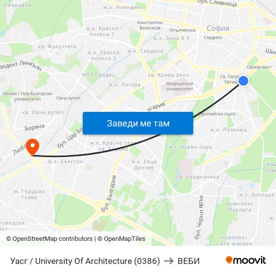 Уасг / University Of Architecture (0386) to ВЕБИ map